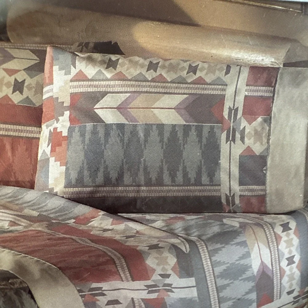 Vintage 80s Cannon TWIN Size Sheet Set‎ Montana Southwestern Monticello Percale